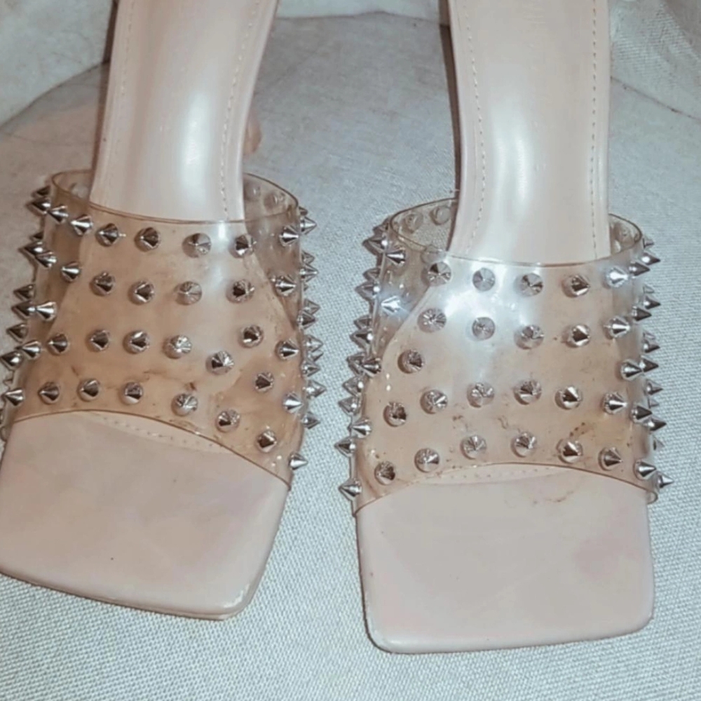 Studded Clear Heel Shoes